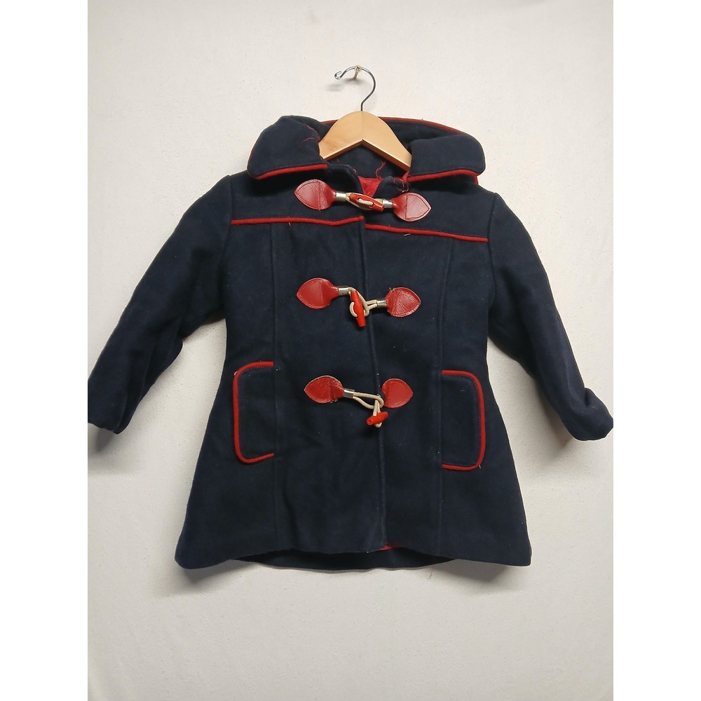 Girls wool toggle coat WOOL winter schoolgirl young Canadian thick zip up -flaw